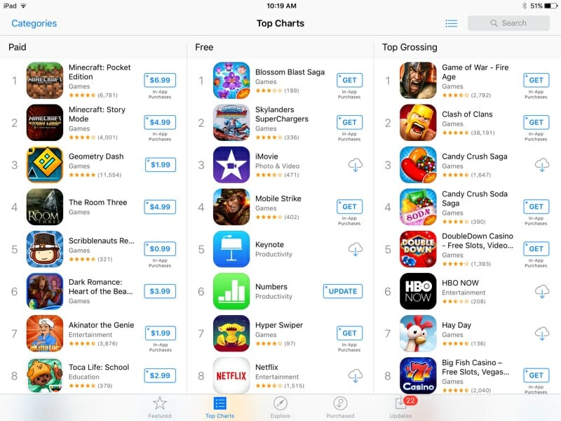 top charts app store